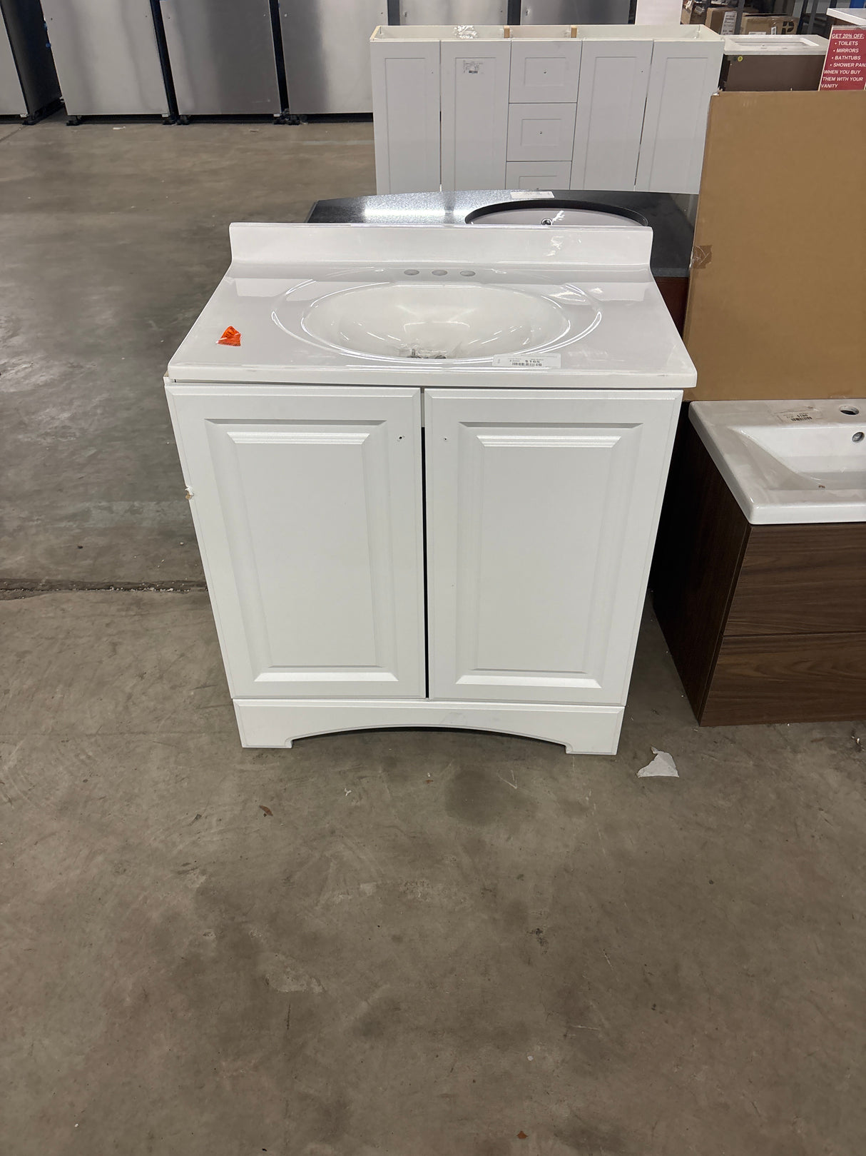 31 in. W x 19 in. D x 35 in. H Single Sink Freestanding Bath Vanity in White with White Cultured Marble Top