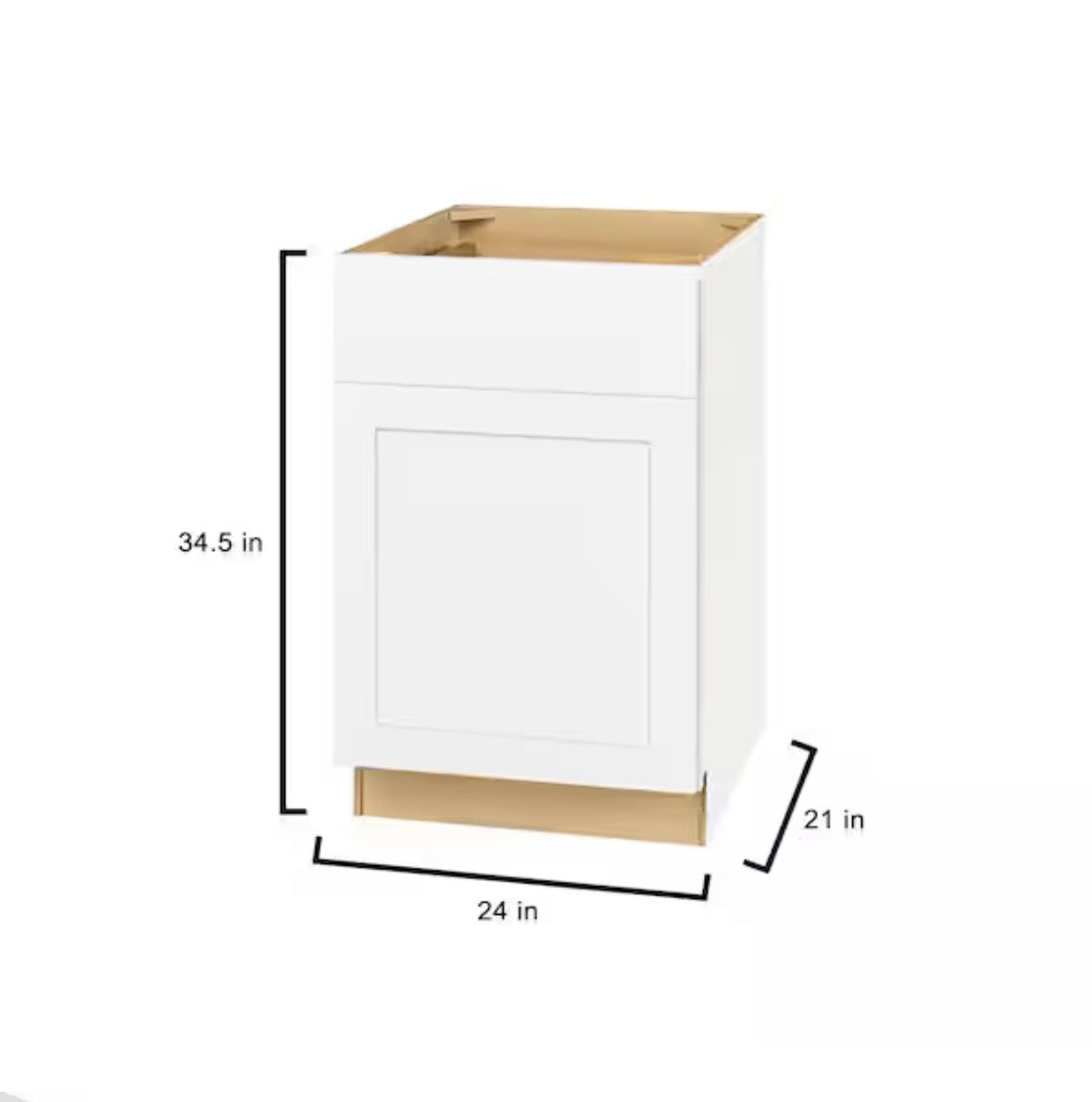 Avondale 21 in. W x 24 in. D x 34.5 in. H Ready to Assemble Plywood Shaker Base Kitchen Cabinet in Alpine White