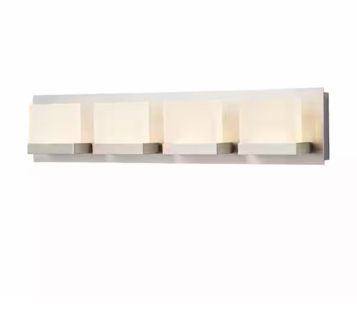 Alberson Collection 4-Light Brushed Nickel LED Vanity Light with Frosted Acrylic Shade