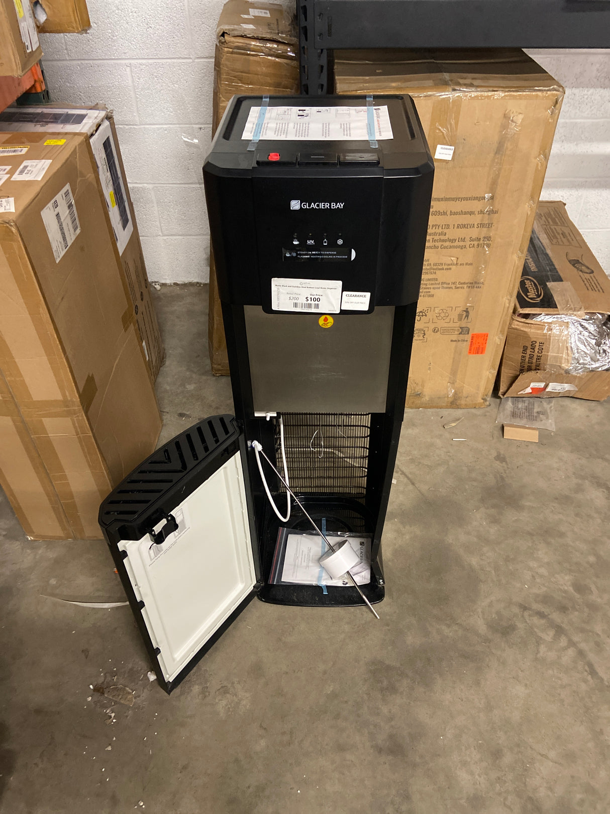 Matte Black and Stainless Steel Bottom Load Water Dispenser