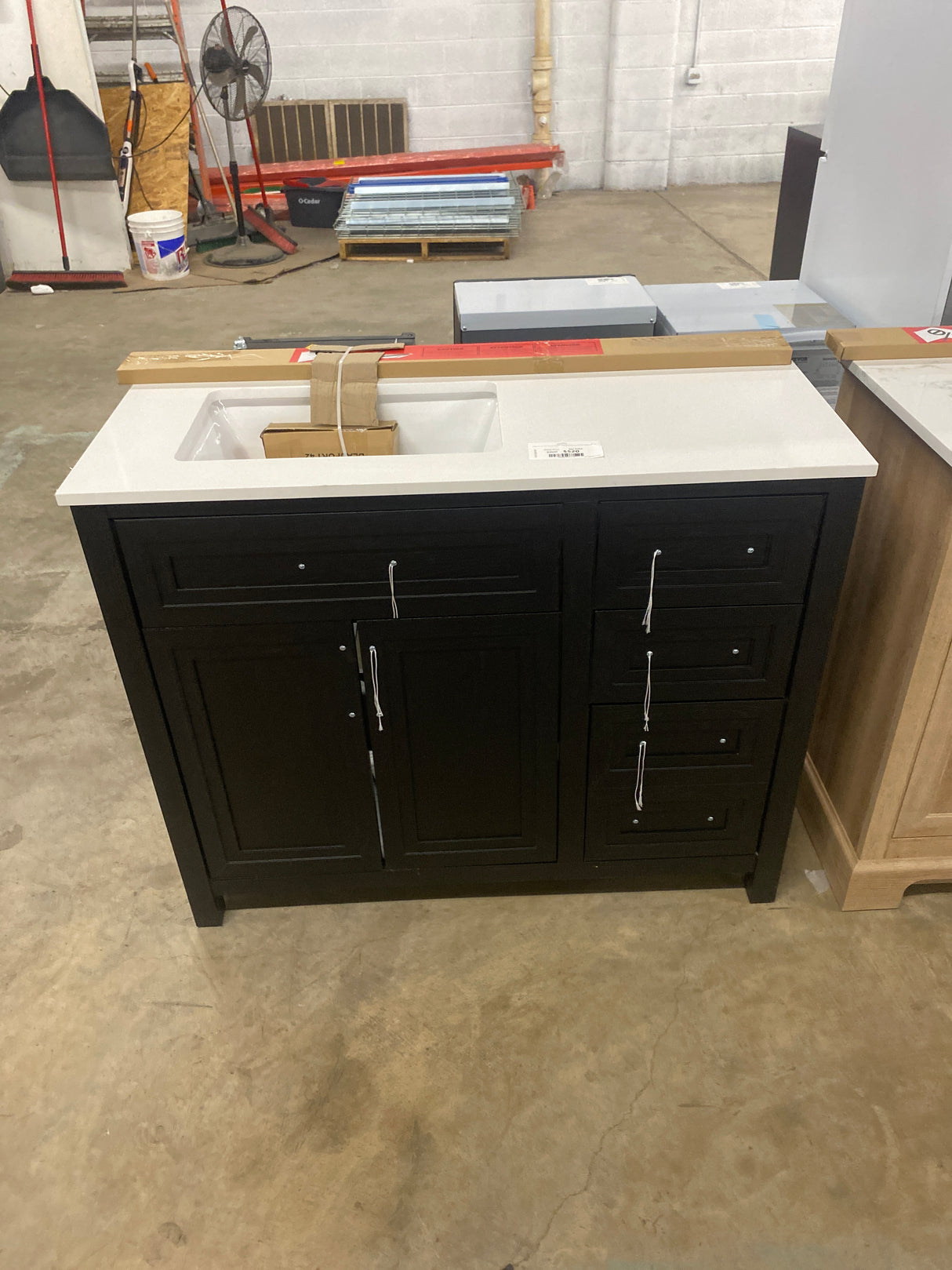 Beaufort 42 in. W x 19 in. D x 34 in. H Single Sink Bath Vanity in Ebony Wood with White Engineered Stone Top