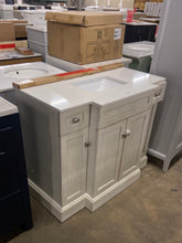 Load image into Gallery viewer, Teagen 42 in. W x 22 in. D x 34 in. H Single Sink Bath Vanity in Vintage Gray with White Engineered Stone Top
