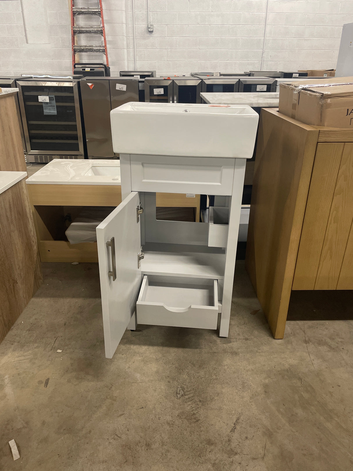 Arvesen 18 in. W x 12 in. D Vanity in Dove Grey with Ceramic Vanity Top in White with White Sink