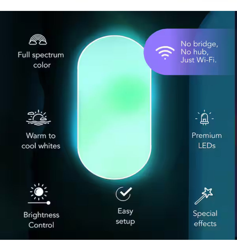 26 in. Oval Capsule Smart White Multi-Color WiFi Selectable LED Flush Mount Ceiling Light Works Alexa/Hey Google/HomeKit