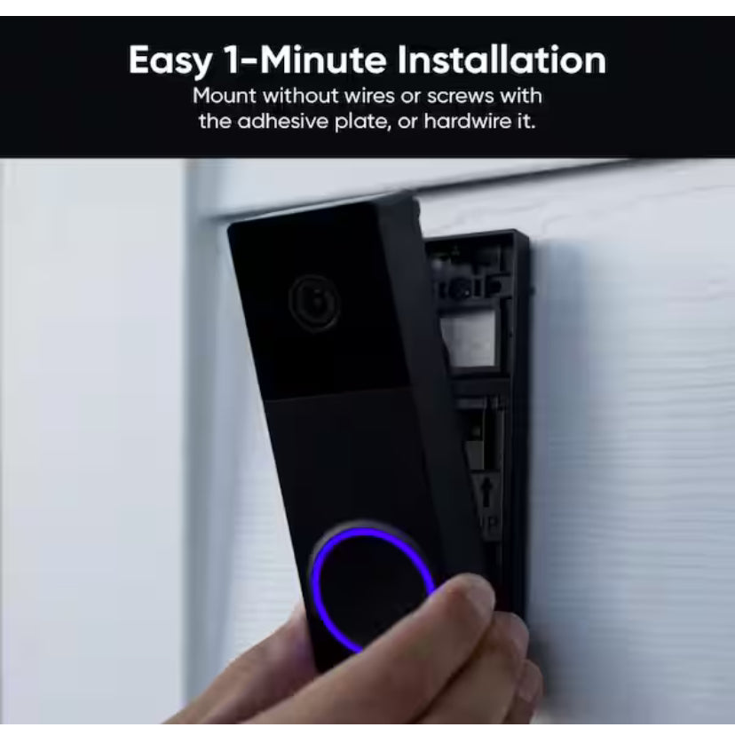 Wireless Duo Cam Video Doorbell, Battery Powered, 2K Full HD Video, 2 Cameras (People and Package), Color Night Vision