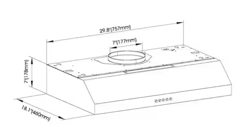 Sarela 30 in. W x 7 in. H 500CFM Convertible Under Cabinet Range Hood in Stainless Steel with LED Lights and Filter