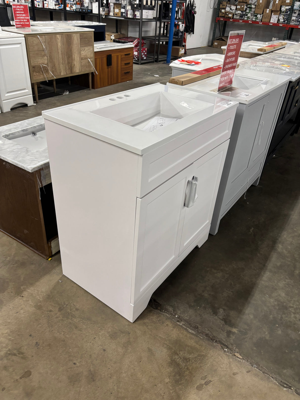Southfield 31 in. Single Sink Freestanding Bathroom Vanity in White with Engineered Solid Surface Top (Assembled)