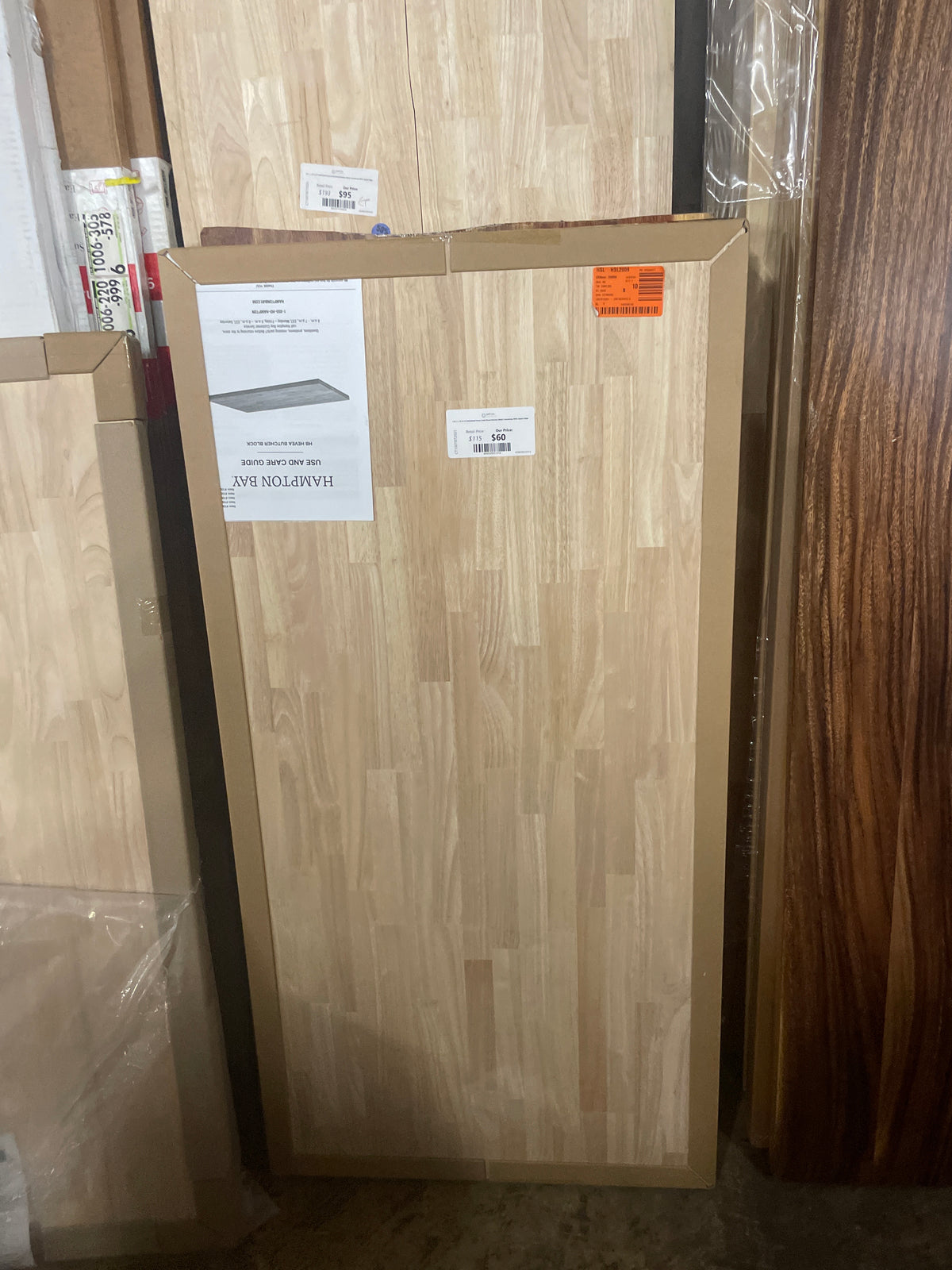 4 ft. L x 25 in. D Unfinished Hevea Solid Wood Butcher Block Countertop With Square Edge