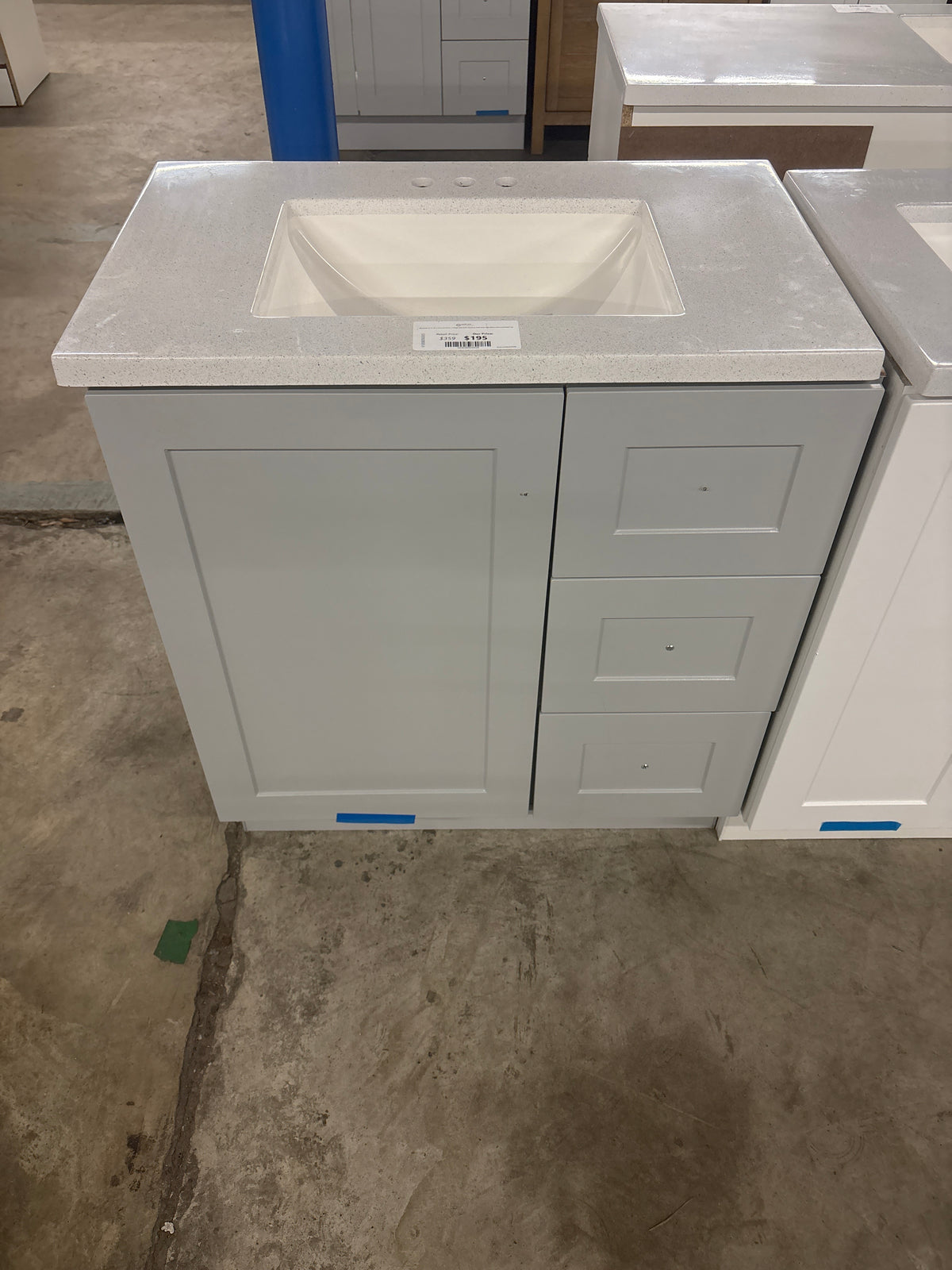 Bannister 31 in. W x 19 in. D x 35 in. H Single Sink Bath Vanity in Pearl Gray with White Cultured Marble Top