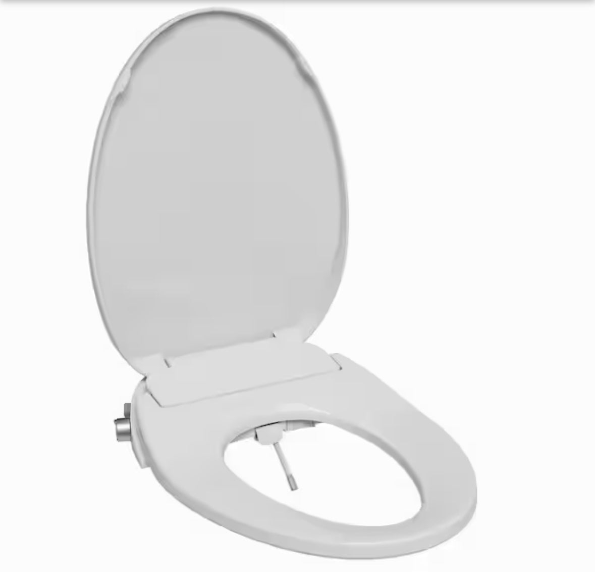 Non-Electric Bidet Seat for Elongated Toilets with Front and Rear Wash, Adjustable Water Pressure in White