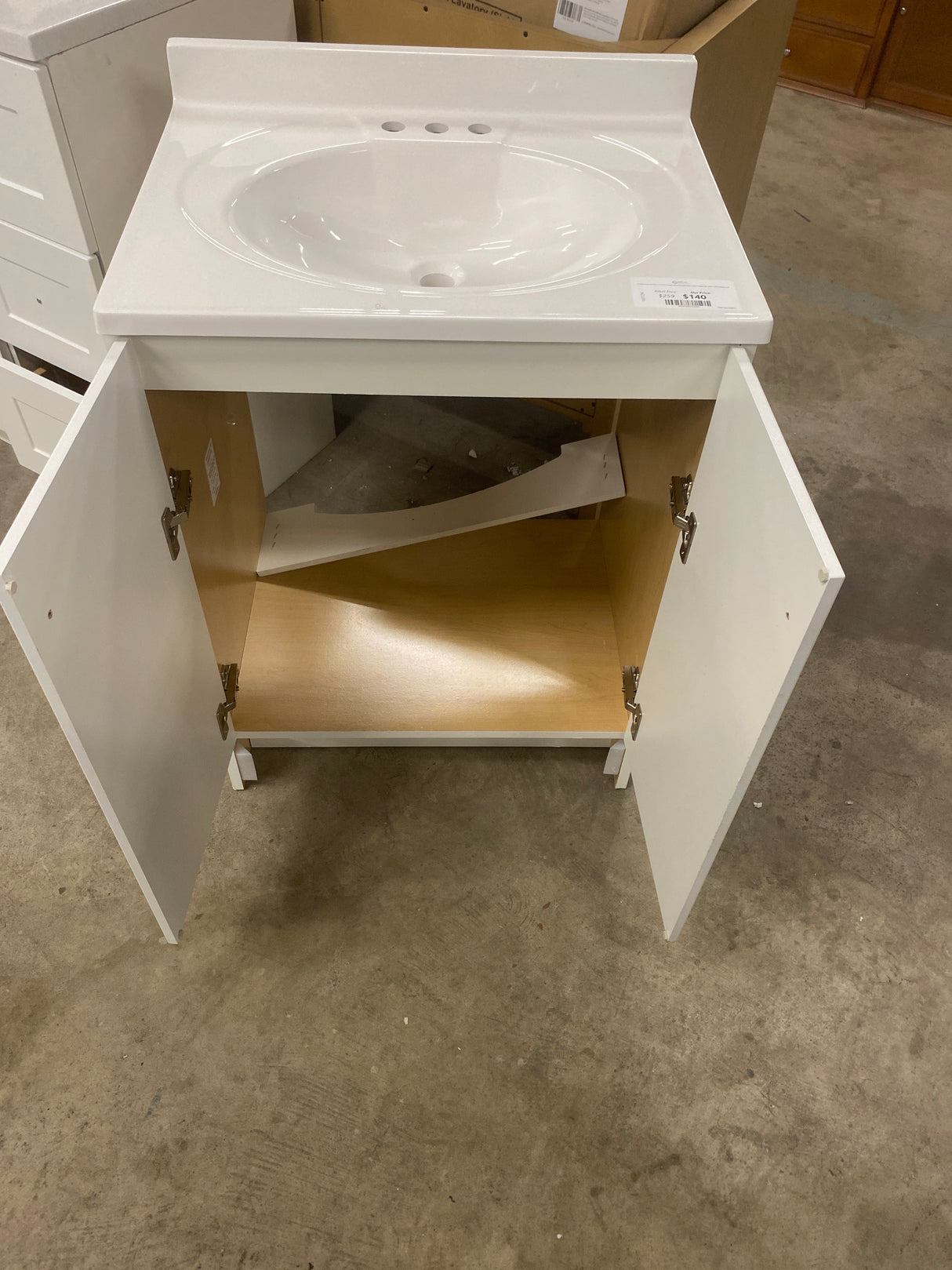 Everdean 25 in. W x 19 in. D x 34 in. H Single Sink Freestanding Bath Vanity in White with White Cultured Marble Top