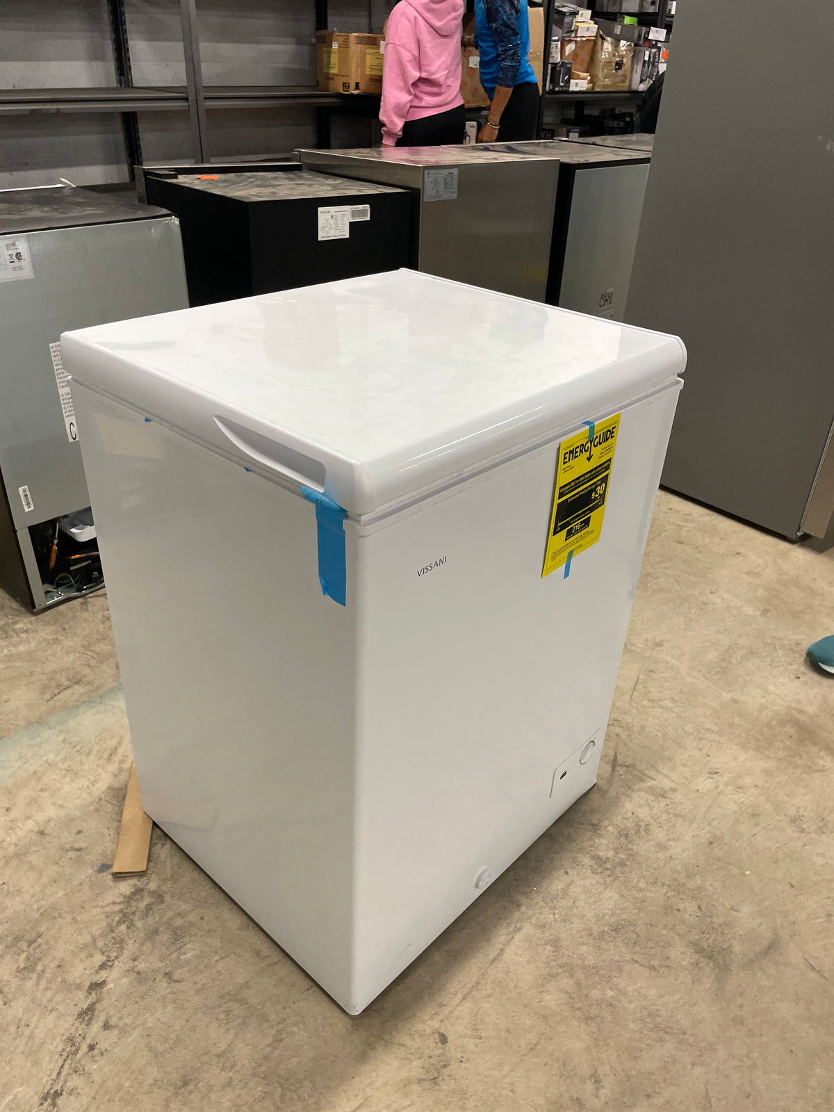 7 cu. ft. Manual Defrost Chest Freezer with LED Light Type and Removable Storage Basket in White, Garage Ready