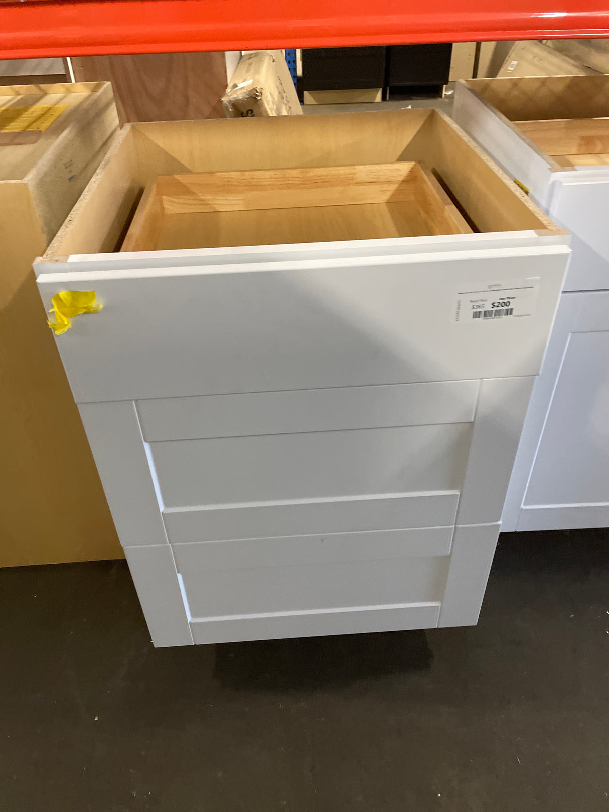 Shaker 24 in. W x 24 in. D x 34.5 in. H Assembled 3-Drawer Base Cabinet in Satin White