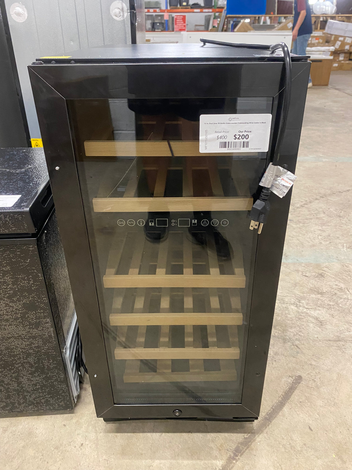 15 in. Dual Zone 30-Bottle Undercounter/ Freestanding Wine Cooler in Black
