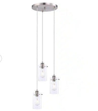 Load image into Gallery viewer, Regan 3-Light Espresso Pendant Hanging Light with Clear Glass Shades, Industrial Kitchen Pendant Lighting

