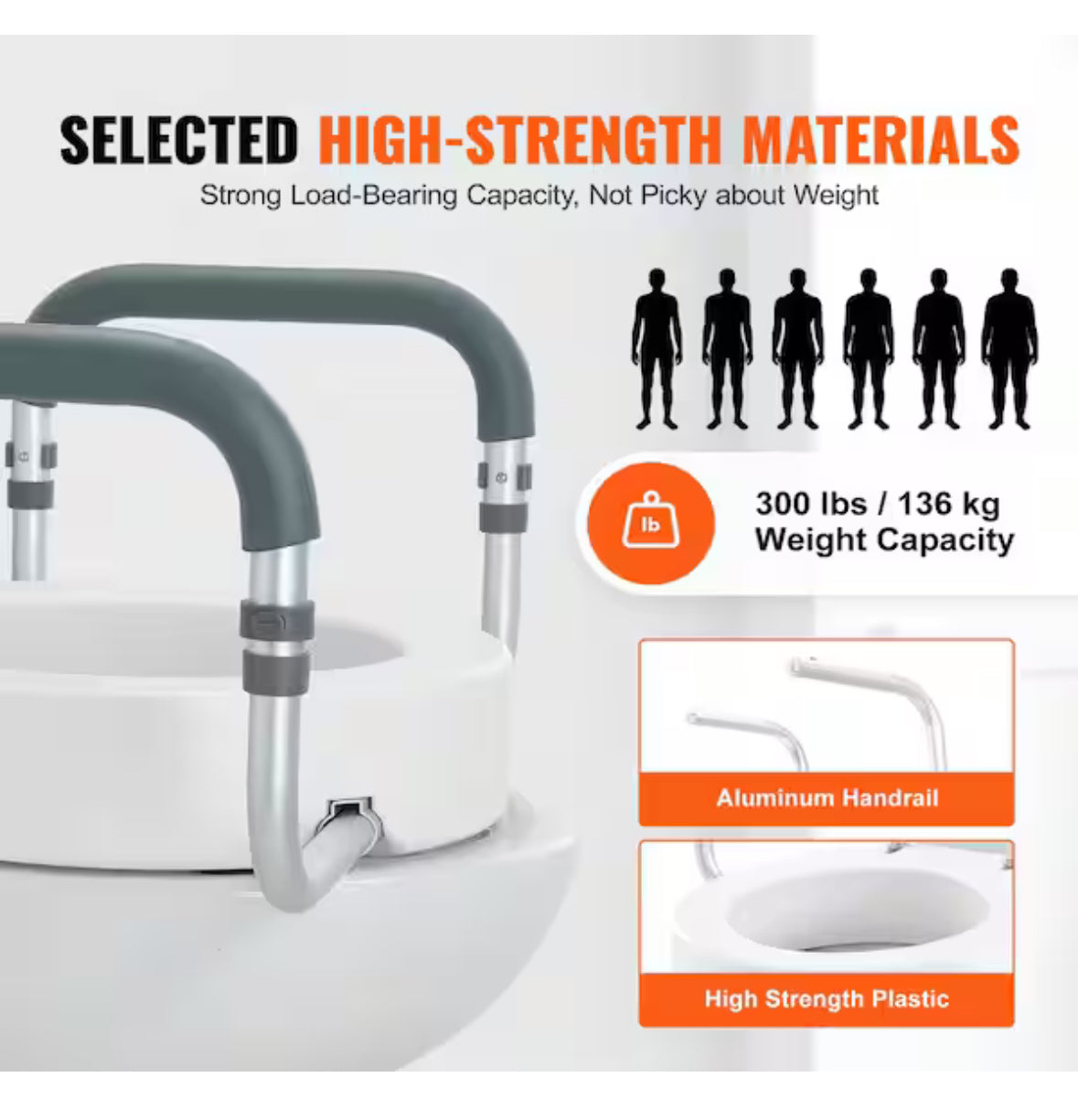 Raised Toilet Seat 10 in. x 24 in. Elevated Toilet Seat in white 300 lbs. Weight Capacity for Standard Round Toilet