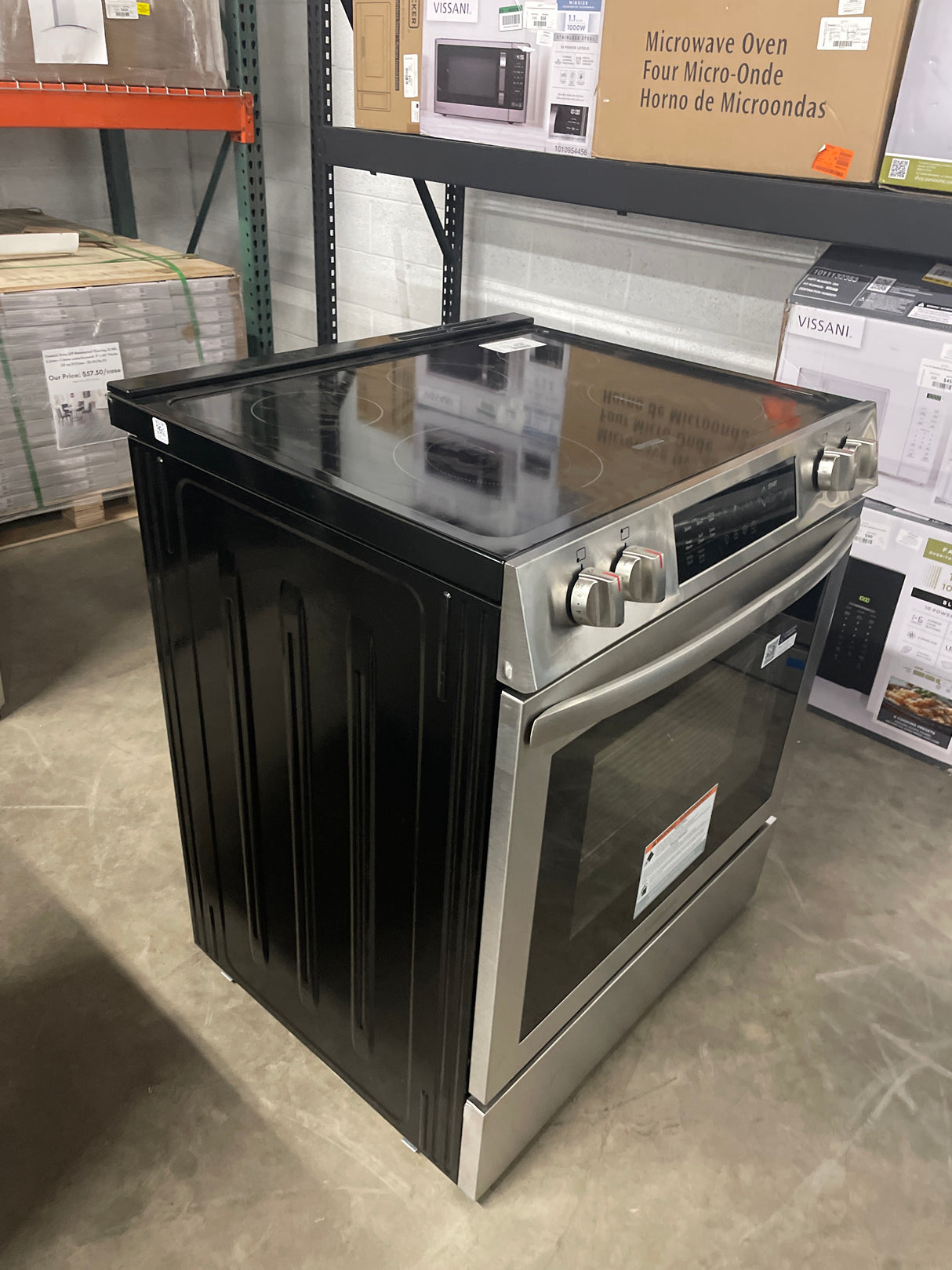 30 in. 5-Burner Element Slide-In Front Control Self-Cleaning Electric Range with Convection in Stainless Steel