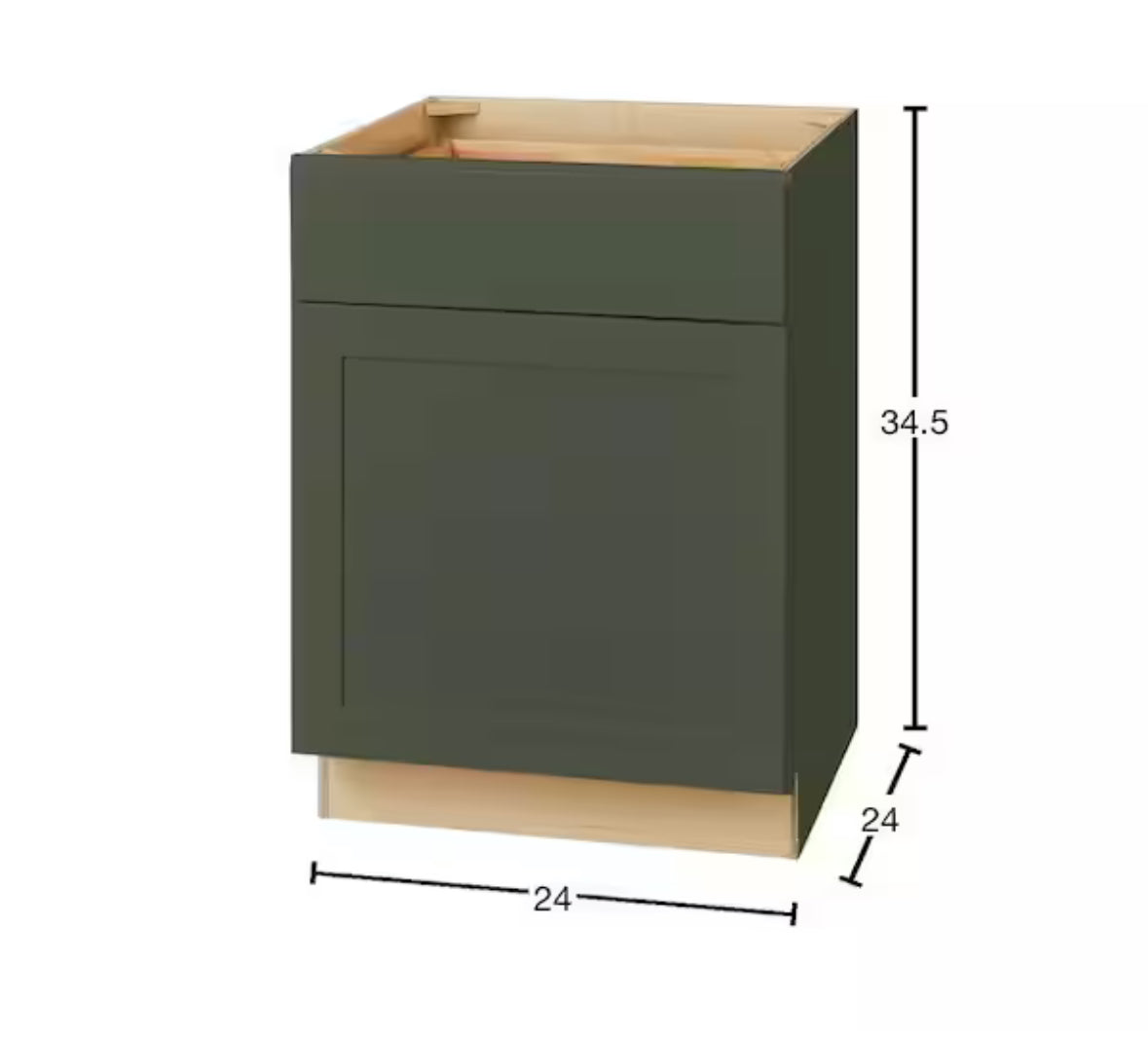 Avondale 24 in. W x 24 in. D x 34.5 in. H Ready to Assemble Plywood Shaker Base Kitchen Cabinet in Fern Green