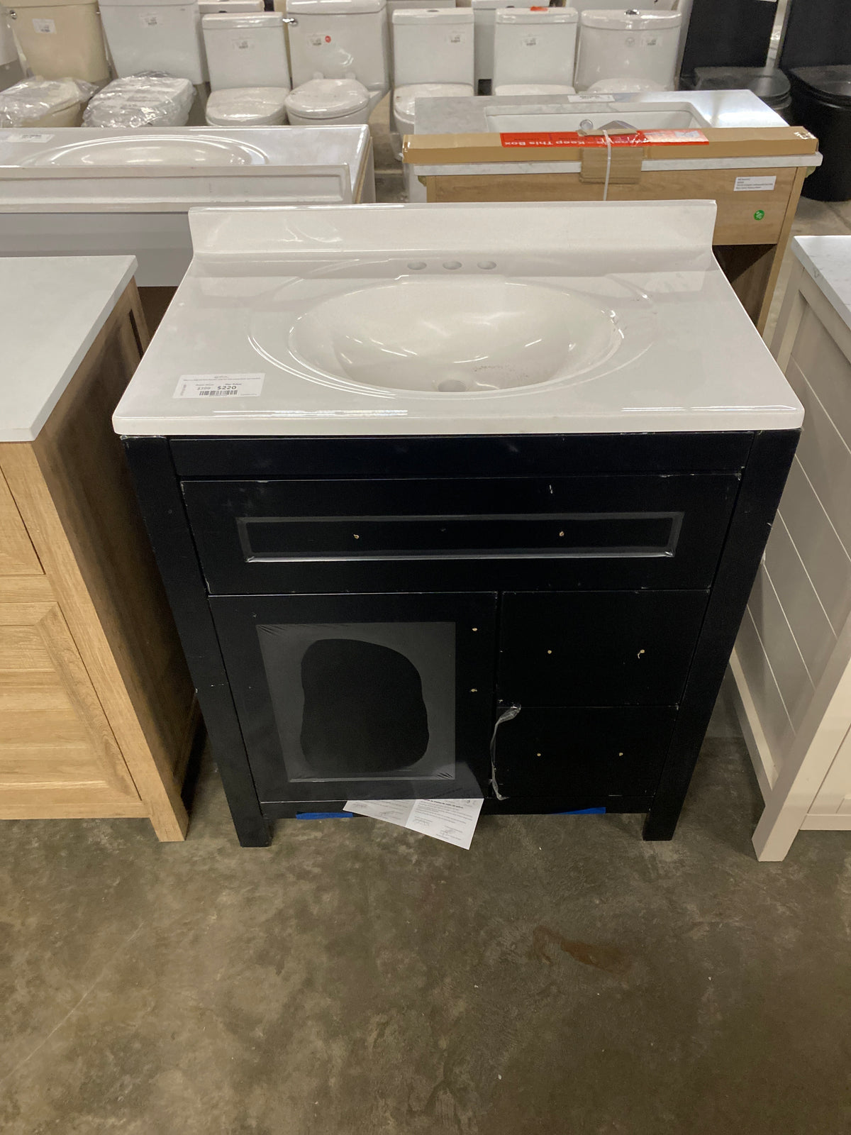 Clady 31 in. Single Sink Matte Black Bath Vanity with White Cultured Marble Top (Assembled)