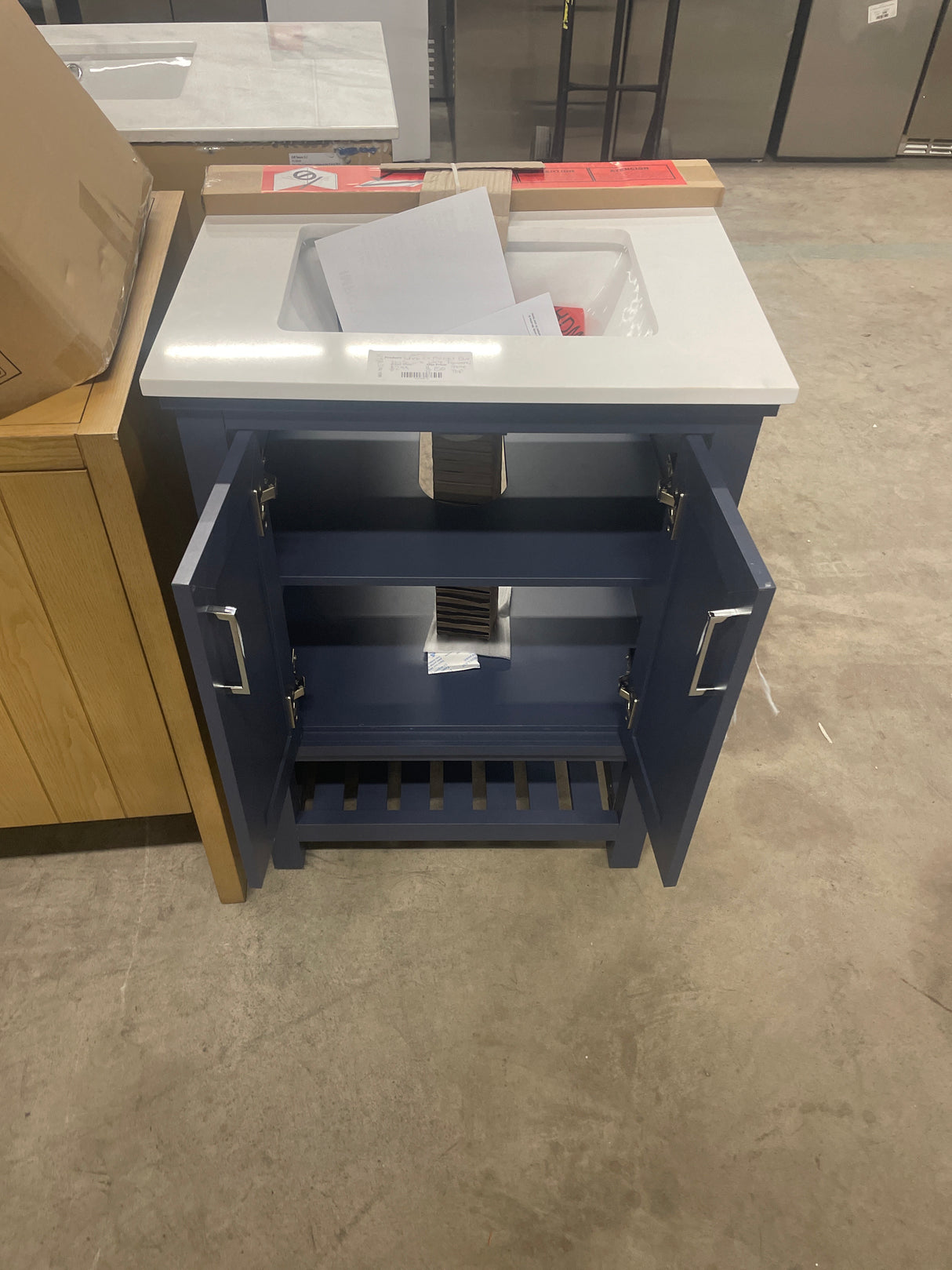 Tupelo 24 in. W x 19 in. D x 34 in. H Single Sink Bath Vanity in Midnight Blue with White Engineered Stone Top