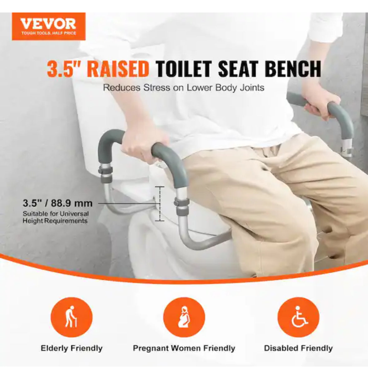 Raised Toilet Seat 10 in. x 24 in. Elevated Toilet Seat in white 300 lbs. Weight Capacity for Standard Round Toilet