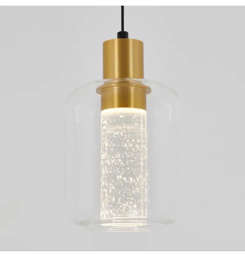 Essence Globe 6.5-Watt 1 Light Black and Gold Modern Integrated Mini Pendant Light Fixture for Kitchen Island