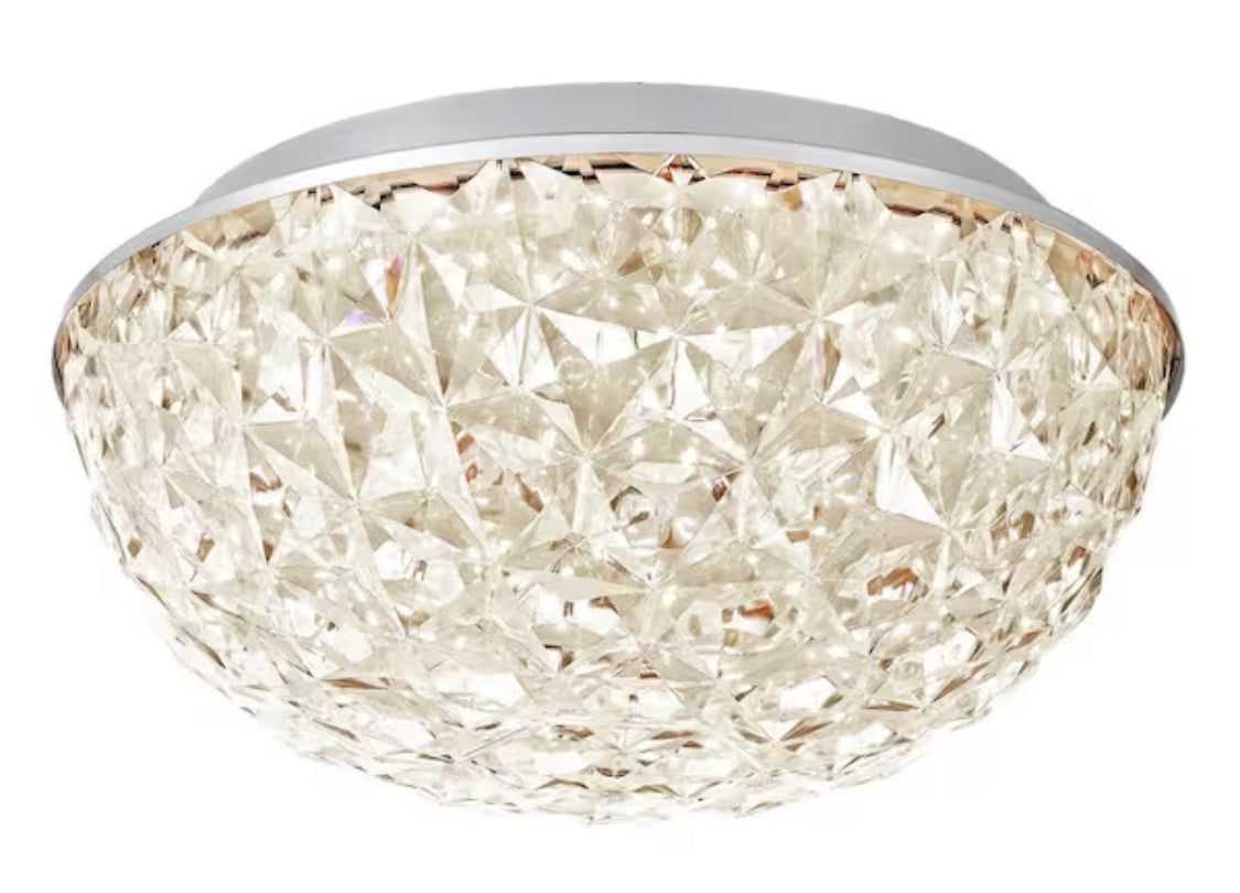 Ellis Place 12.25 in. Chrome LED Round Flush Mount, Modern Ceiling Light
