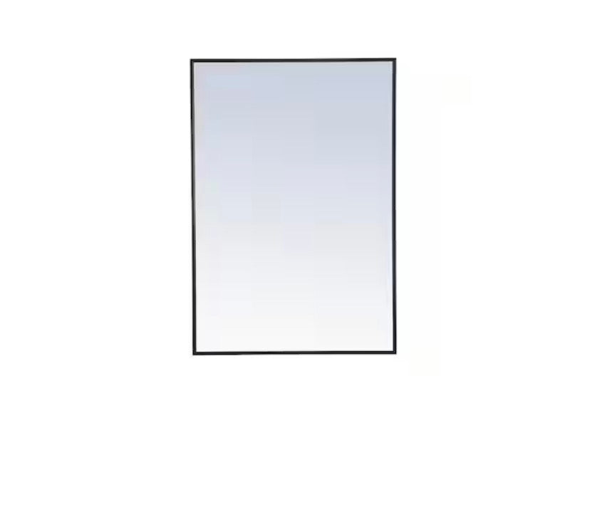 Timeless Home 28 in. W x 42 in. H x Contemporary Metal Framed Rectangle Black Mirror
