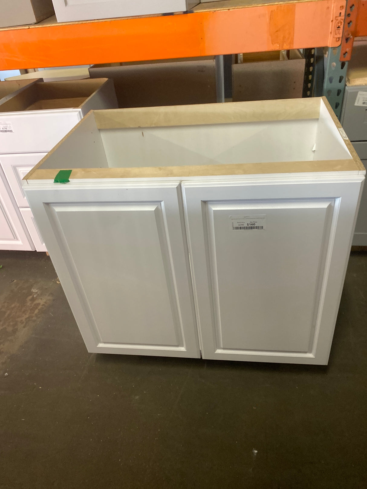 Designer Series Elgin 36 in. W x 24 in. D x 34.5 in. H Assembled Raised Panel Full Door Height Base Cabinet in White