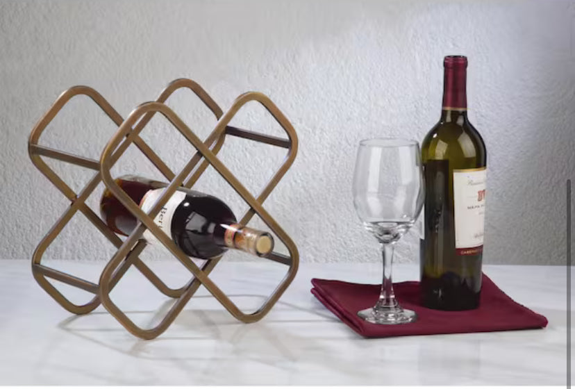 5-Bottle Gold Metal Tabletop Wine Rack