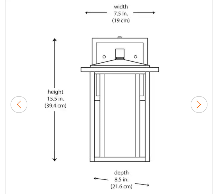 Mauvo Canyon 15.5 in. Black Dusk to Dawn LED Outdoor Wall Light Fixture with Seeded Glass