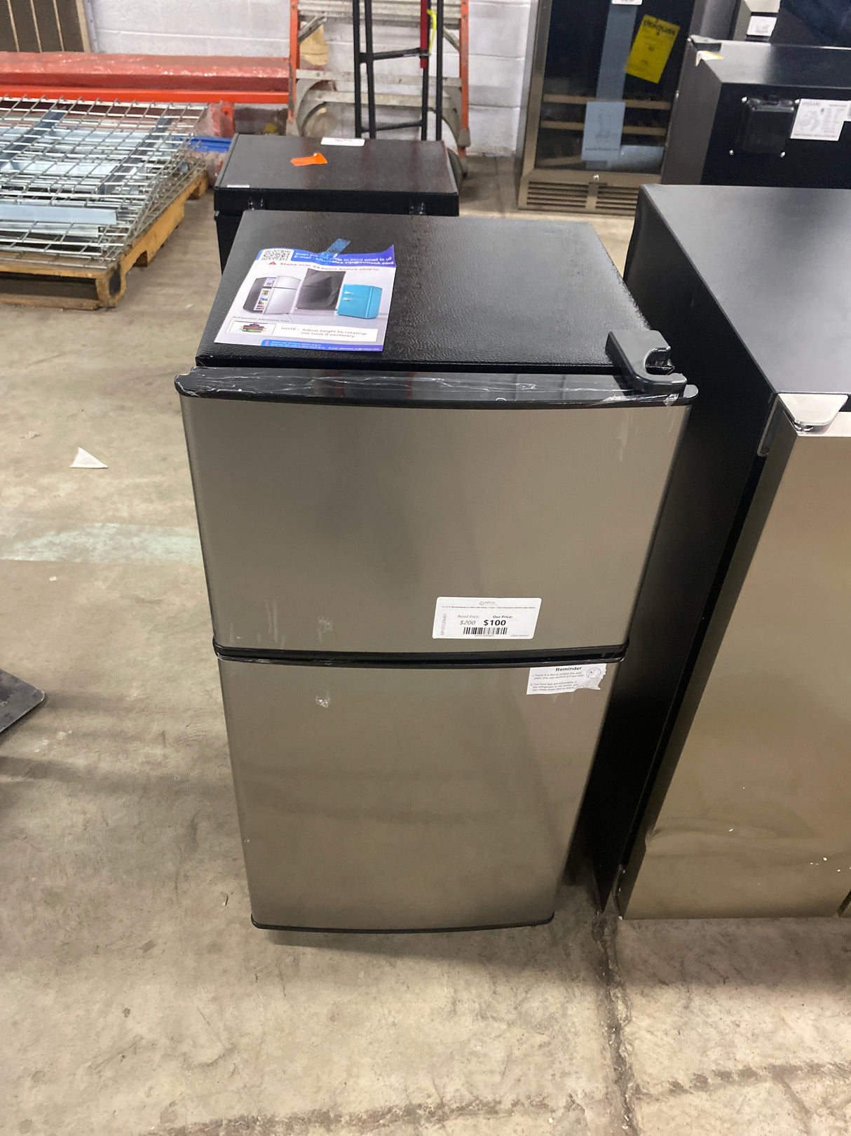 3.5 cu. ft. Mini Refrigerator in Silver with Freezer, 2-Door, 7 Level Thermostat and Removable Shelves