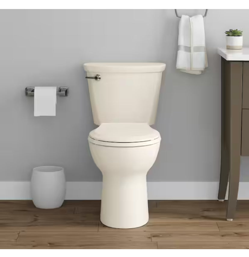 Cadet 12 in. Antimicrobial 2-Piece 1.28 GPF Single Flush Chair Height Round Toilet in Bone with Slow Close Seat
