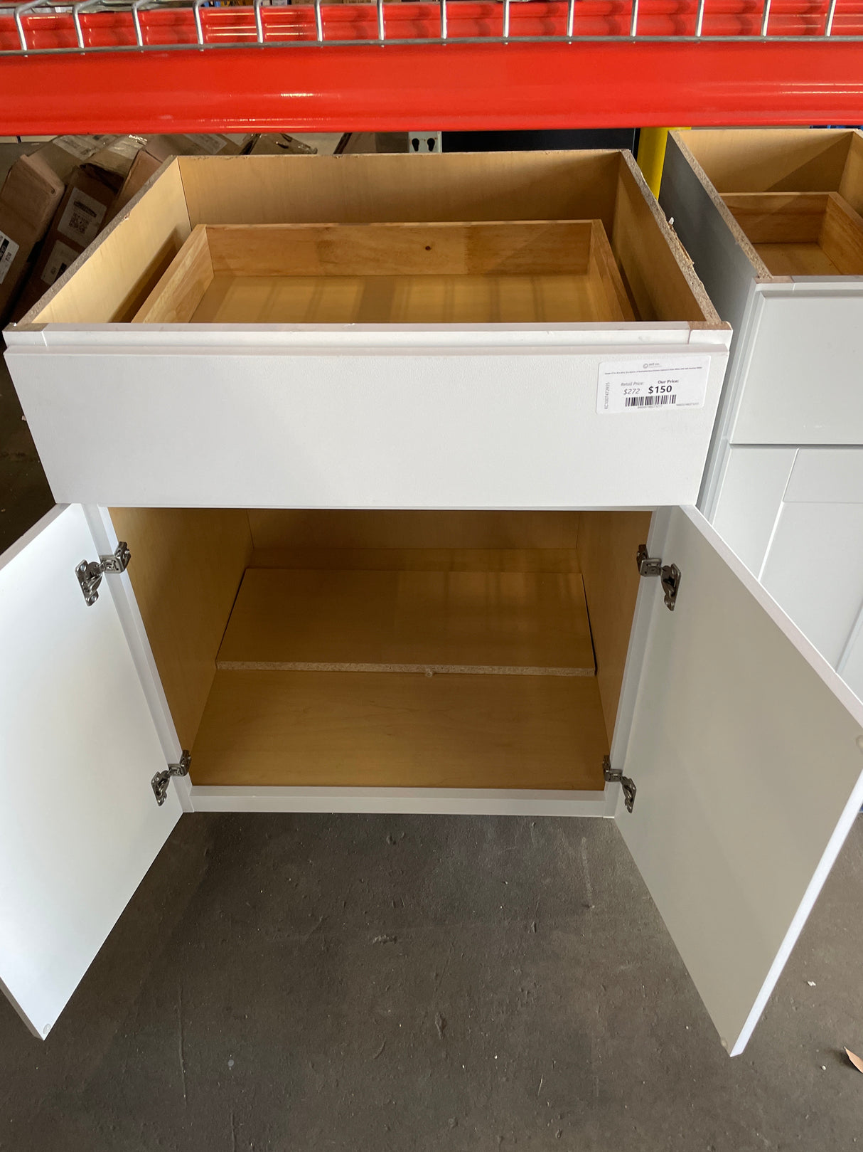 Shaker 27 in. W x 24 in. D x 34.5 in. H Assembled Base Kitchen Cabinet in Satin White with Ball-Bearing Glides