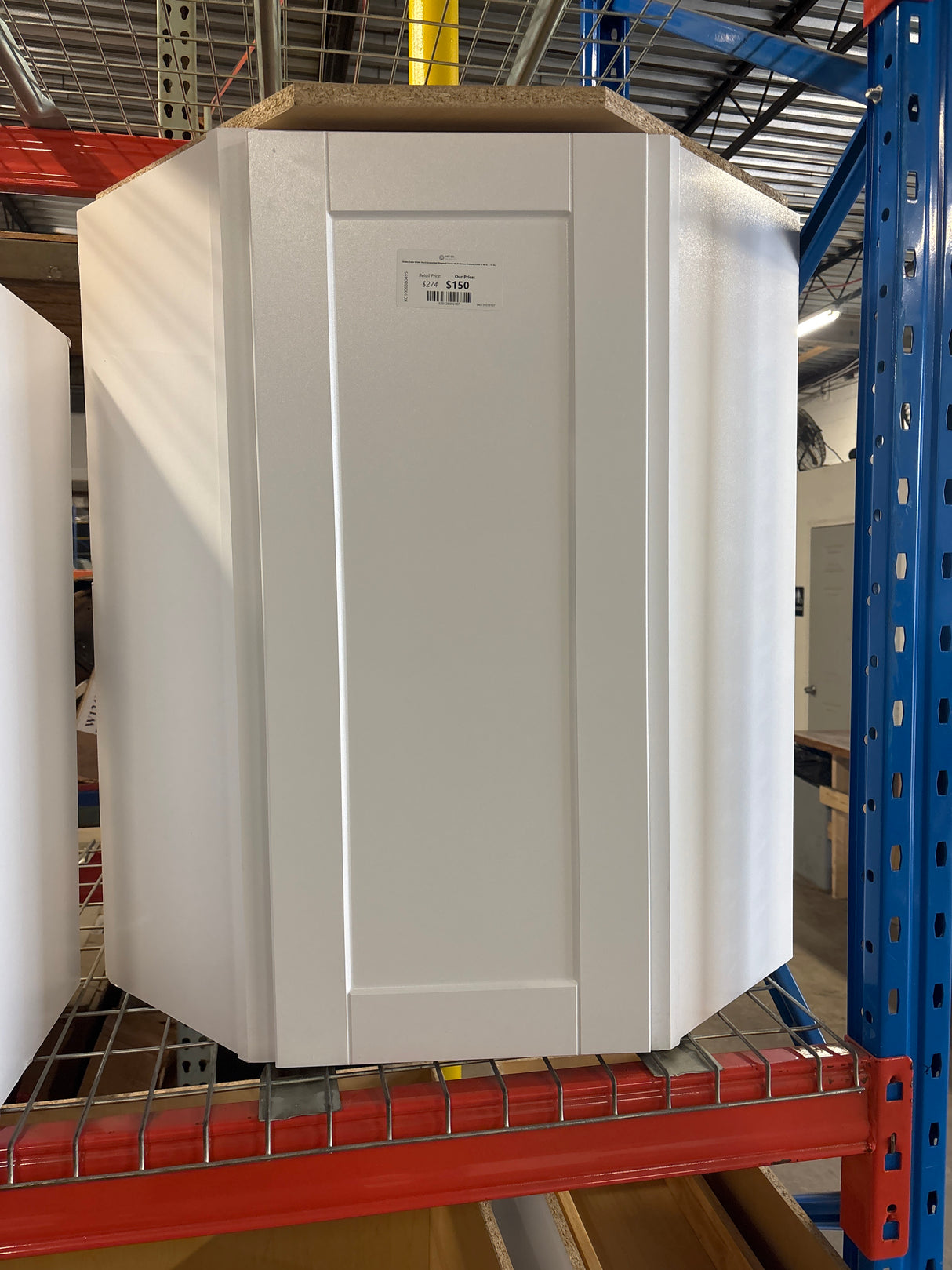 Shaker Satin White Stock Assembled Diagonal Corner Wall Kitchen Cabinet (24 in. x 36 in. x 12 in.)