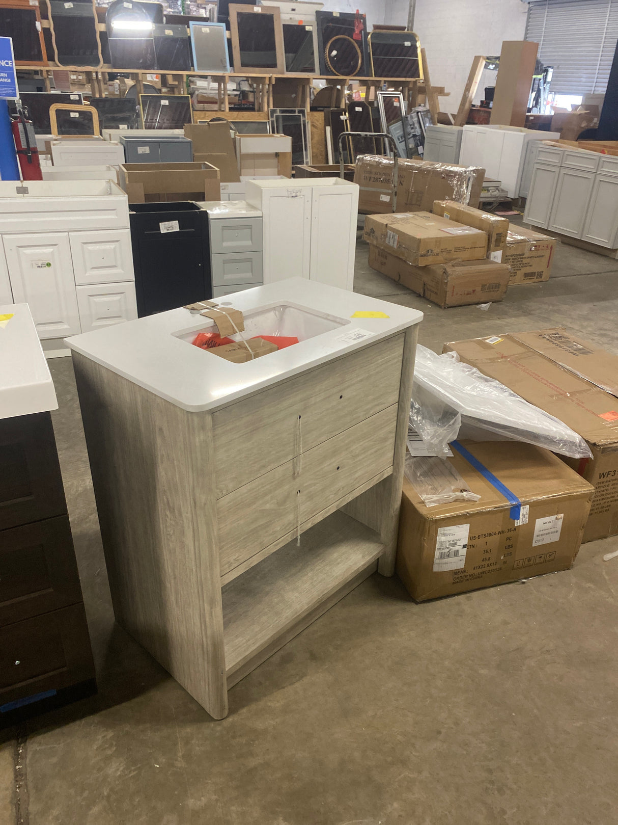 Camley 30 in. Single Sink Sandstorm Bath Vanity with White Engineered Stone Top (Assembled)