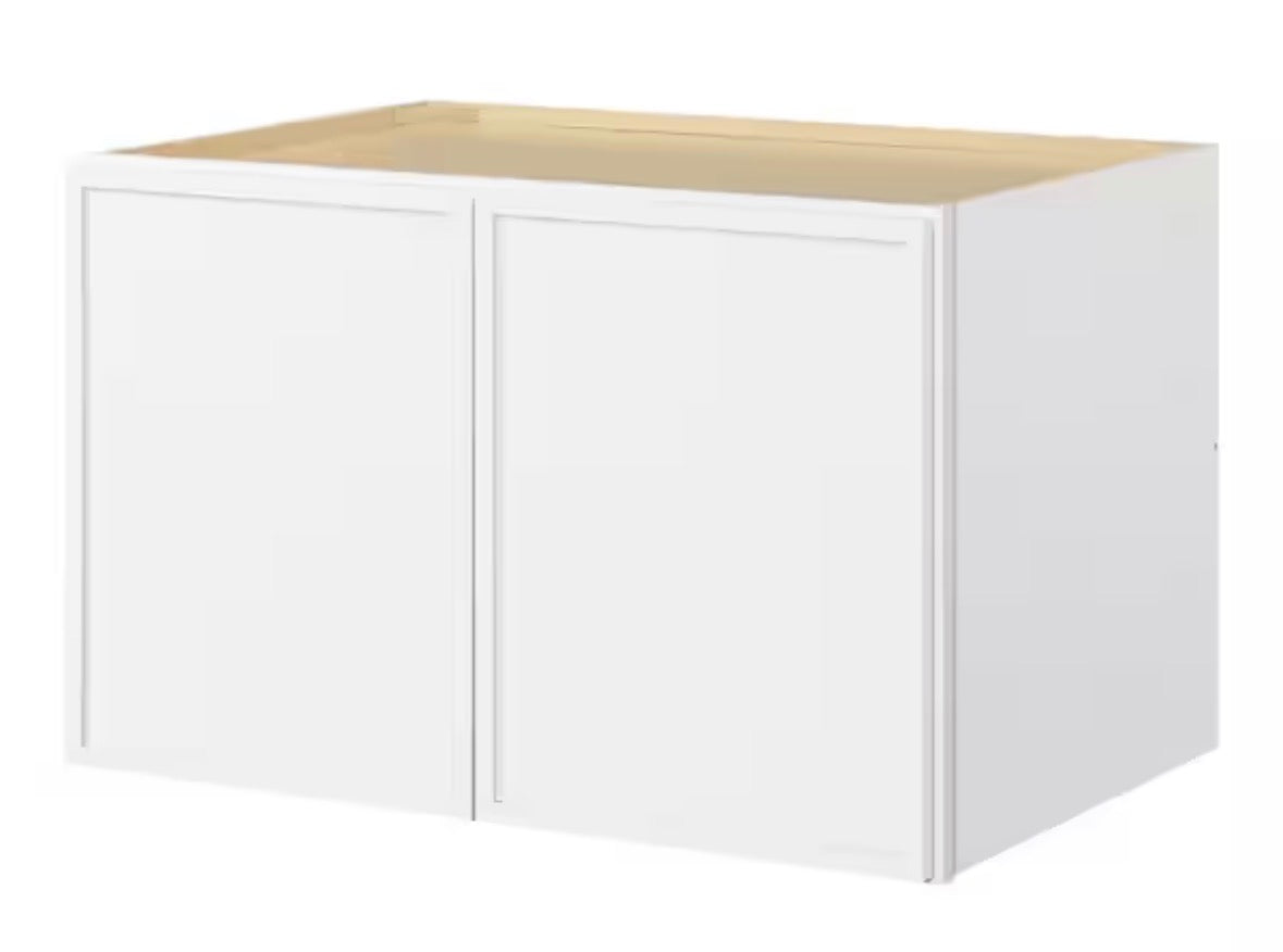 Leyton 36 in. W x 24 in. D x 24 in. H Ready to Assemble Plywood Shaker Wall Bridge Kitchen Cabinet in Alpine White