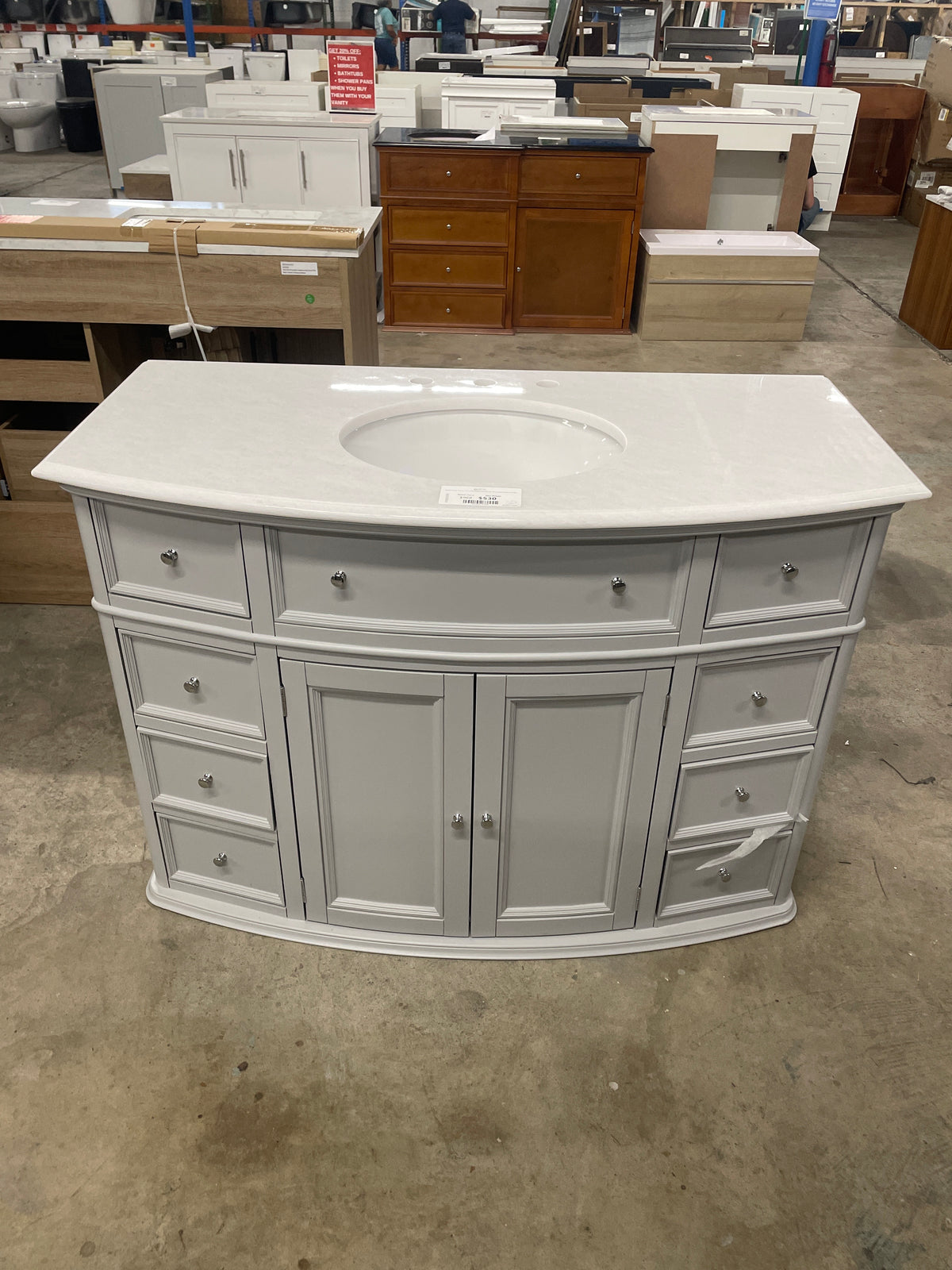 Hampton Harbor 45 in. W x 22 in. D Bath Vanity in Dove Grey with Natural Marble Vanity Top in White