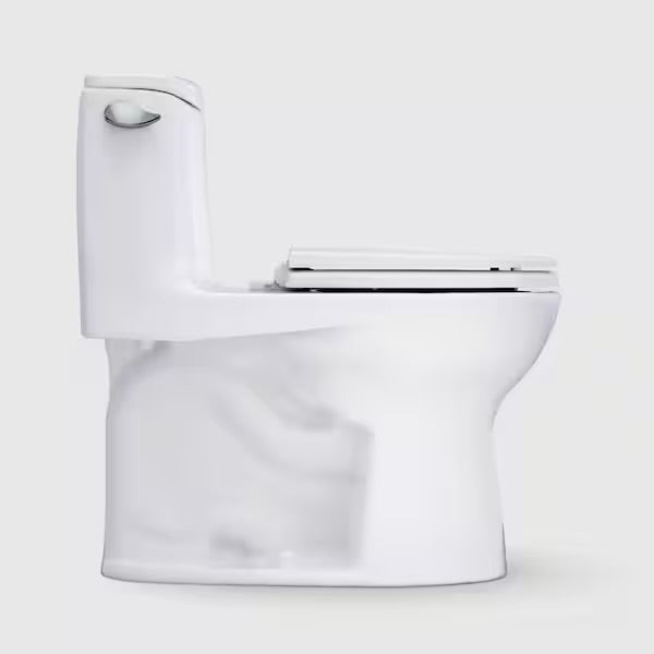 Eco UltraMax 12 in. Rough In 1-Piece 1.28 GPF Single Flush Round Toilet in Cotton White, SoftClose Seat Include