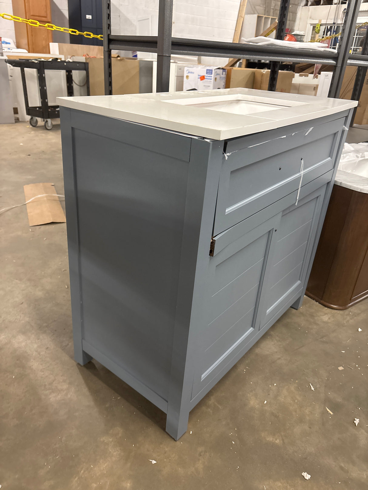 Hanna 36 in. W x 19 in. D x 34.5 in. H Single Sink Bath Vanity in Spruce Blue with White Engineered Stone Top