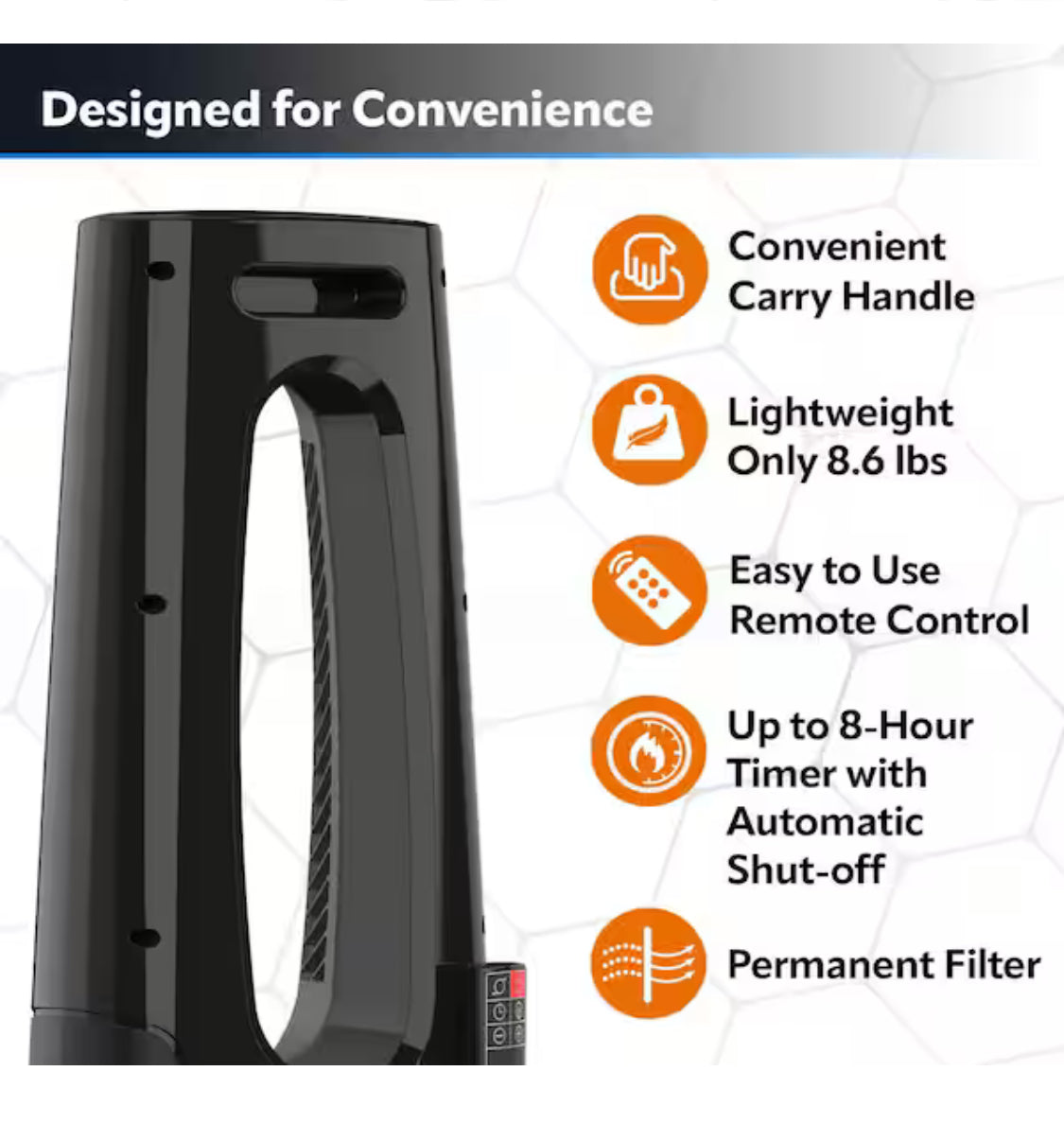 Bladeless 1500W 28 in. Black Electric Oscillating Tower Ceramic Space Heater with Remote Control and Digital Display