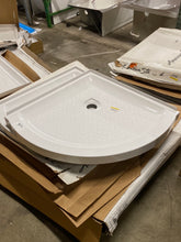 Load image into Gallery viewer, Ovation Curve 36 in. L x 36 in. W Corner Shower Pan Base with Center Drain in Arctic White
