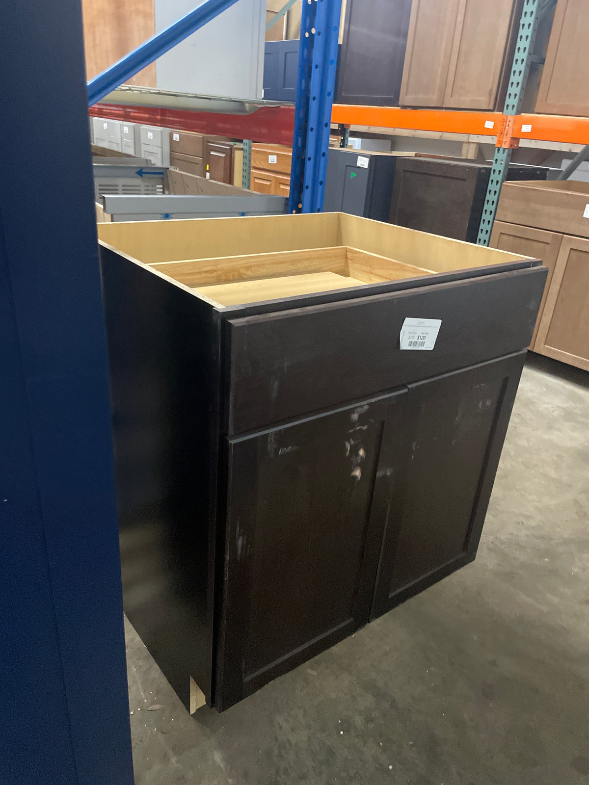 Shaker Java Stock Assembled Base Kitchen Cabinet with Ball-Bearing Drawer Glides (30 in. x 34.5 in. x 24 in.)