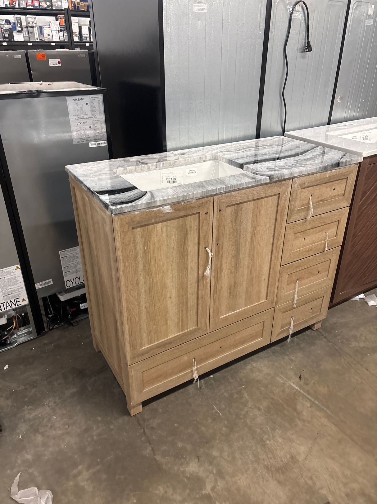 Tobana 42 in. W x 19 in. D x 34.5 in. H Bath Vanity in Weathered Tan with Epoxied Top