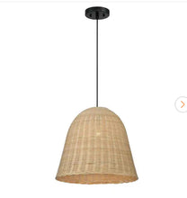 Load image into Gallery viewer, Calla 60-Watt 1-Light Natural Rattan Pendant With Black Accents
