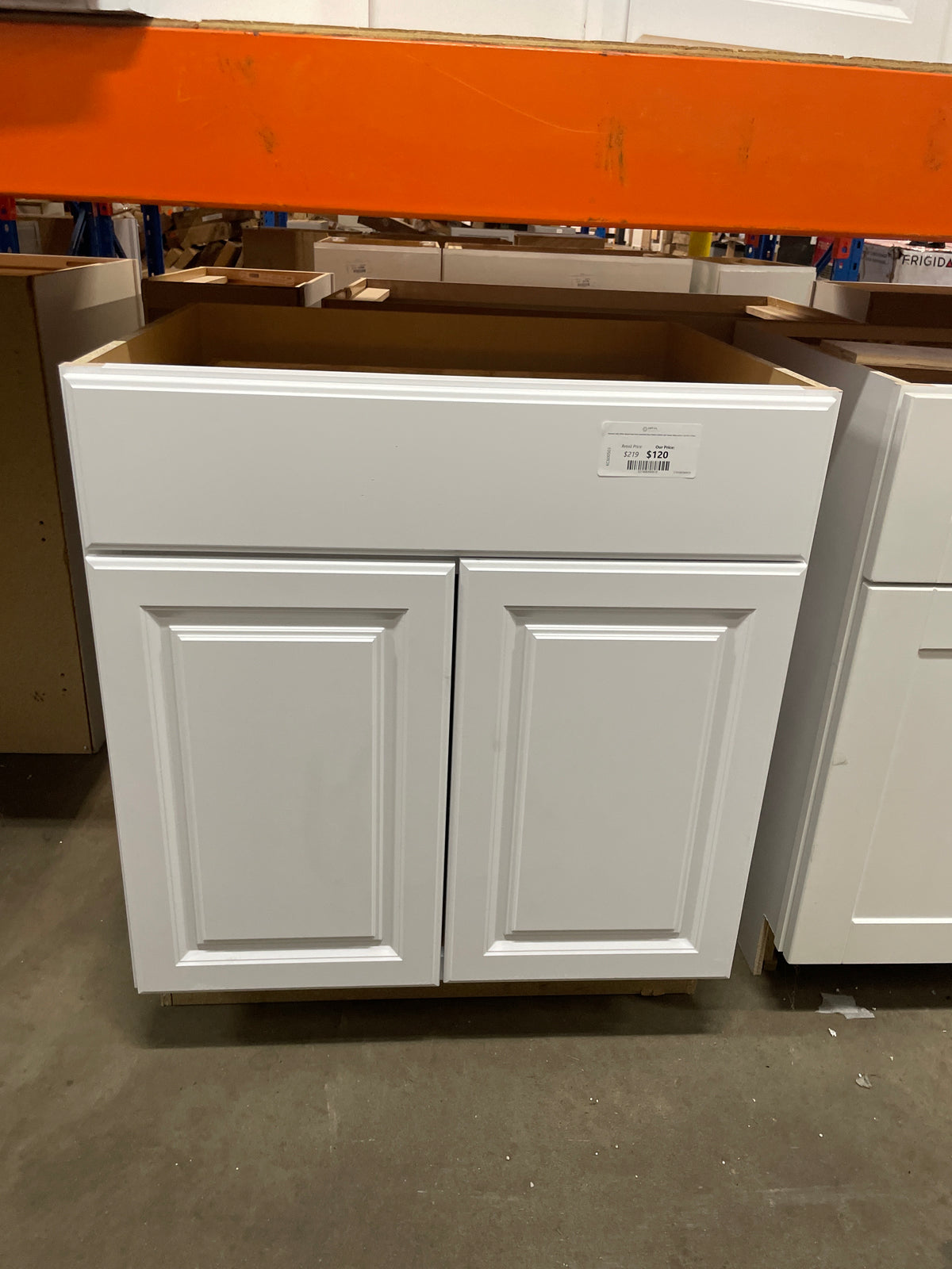 Hampton Satin White Raised Panel Stock Assembled Base Kitchen Cabinet with Drawer Glides (30 in. x 34.5 in. x 24 in.)