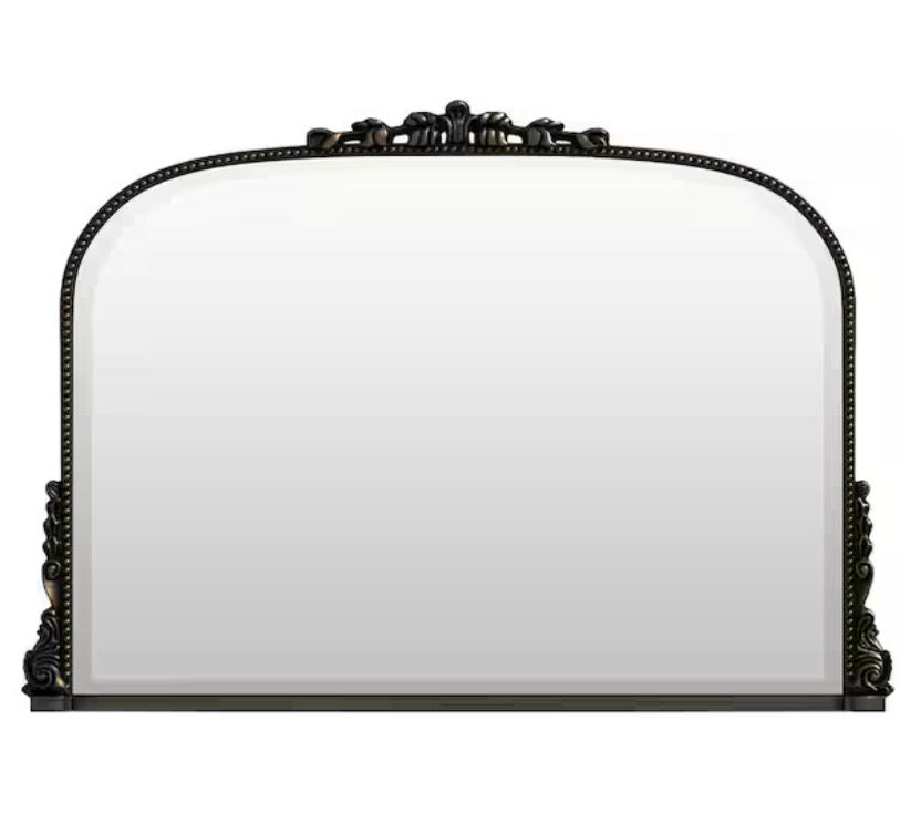 Antique Bronze 44 in. W x 32 in. H Arched Polyurethane Framed with Decoration Antique Vanity Wall Mirror