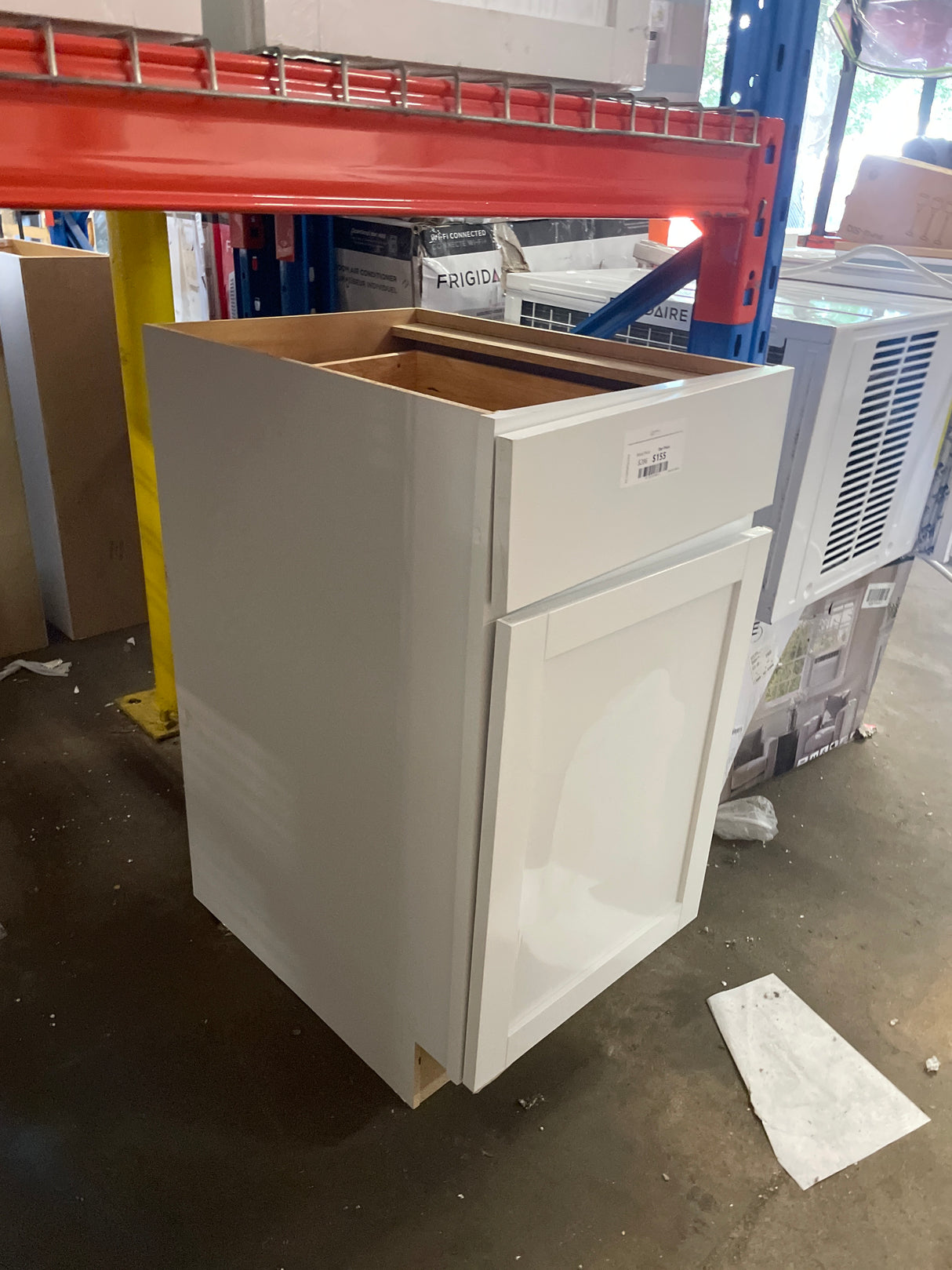 Courtland Polar White Finish Laminate Shaker Stock Assembled Waste Bin Base Kitchen Cabinet 18 in. x 34.5 in. x 24 in.