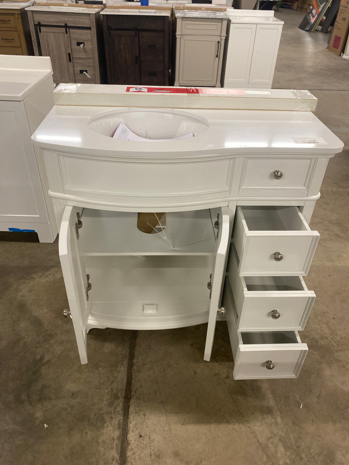 Terryn 37 in. Single Sink White Bath Vanity with Engineered White Marble Top (Assembled)