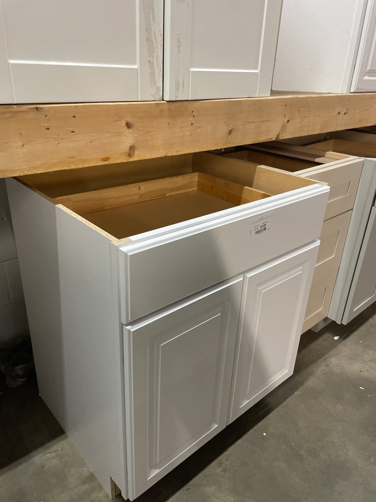 Hampton Satin White Raised Panel Stock Assembled Base Kitchen Cabinet with Drawer Glides (30 in. x 34.5 in. x 24 in.)
